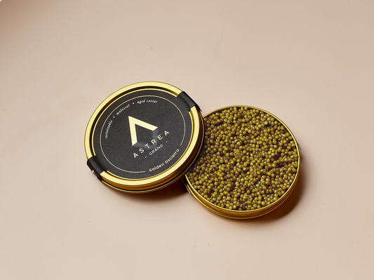 a can of astrea caviar with the lid open 