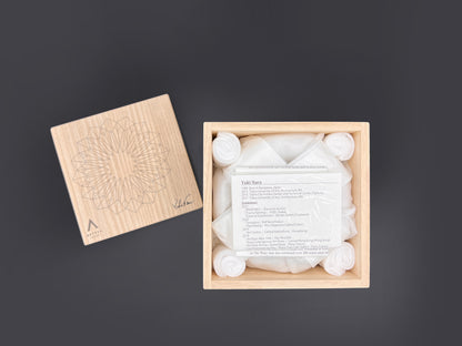 a wooden box with the name yuki nara on it